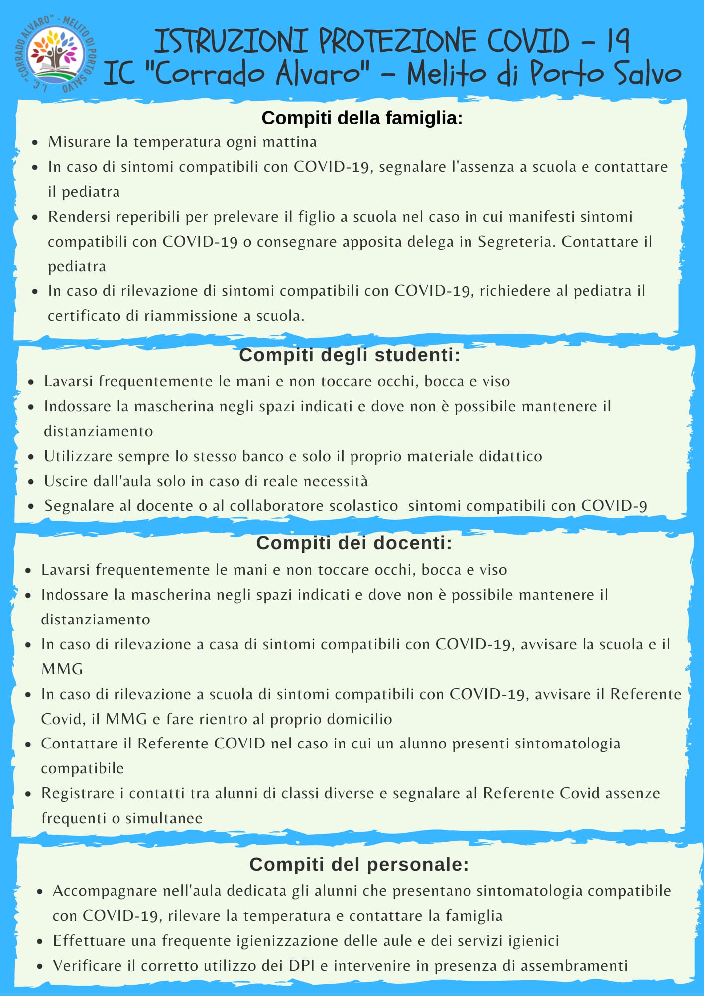istruzioni protezione covid